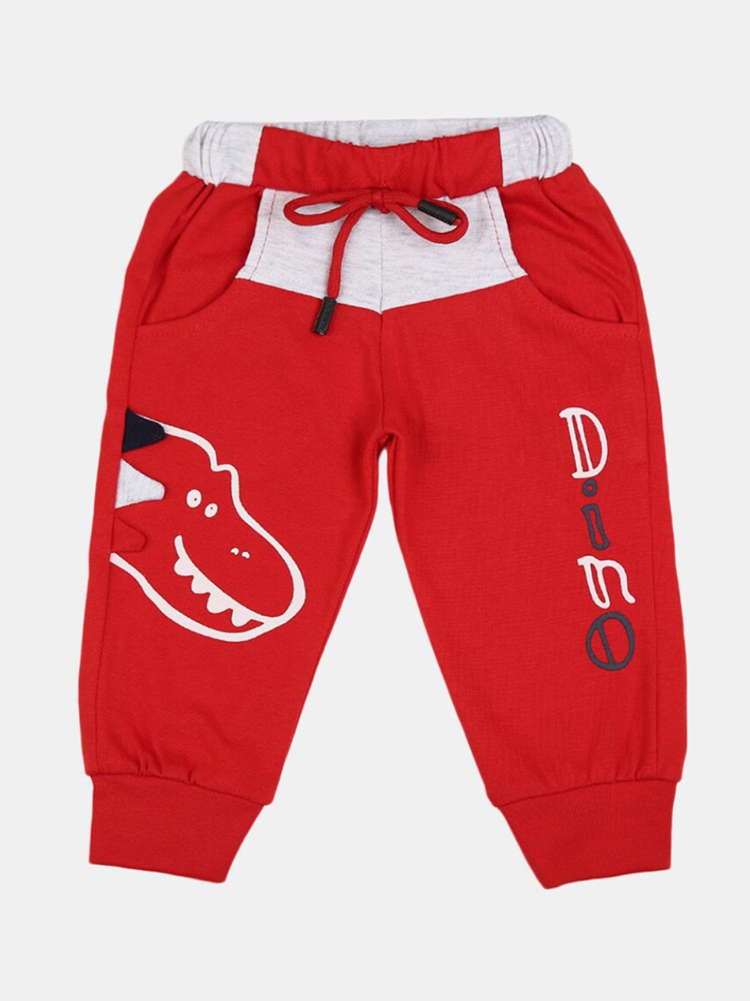 

V-Mart Infants Printed Mid-Rise Pure Cotton Joggers, Red