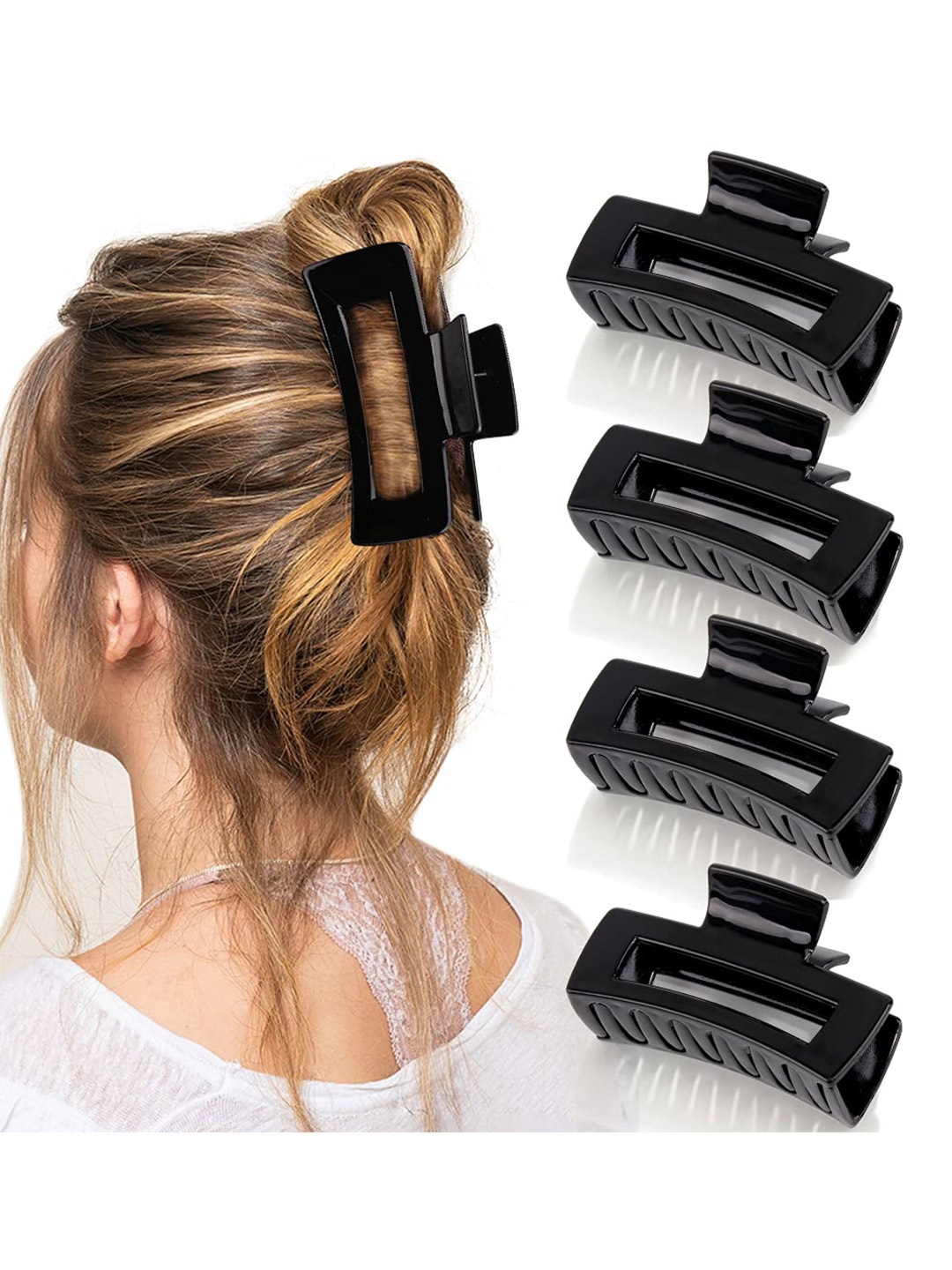 

Krelin Women Set Of 4 Plastic Claw Clips, Black