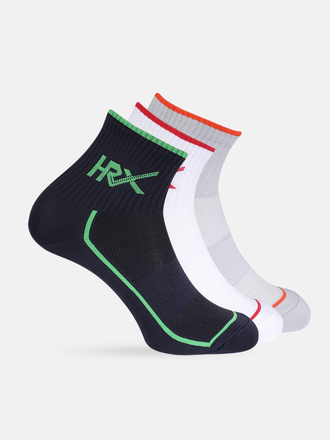 

HRX by Hrithik Roshan Men Pack of 3 Dry Fit Above Ankle-Length Socks, Navy blue