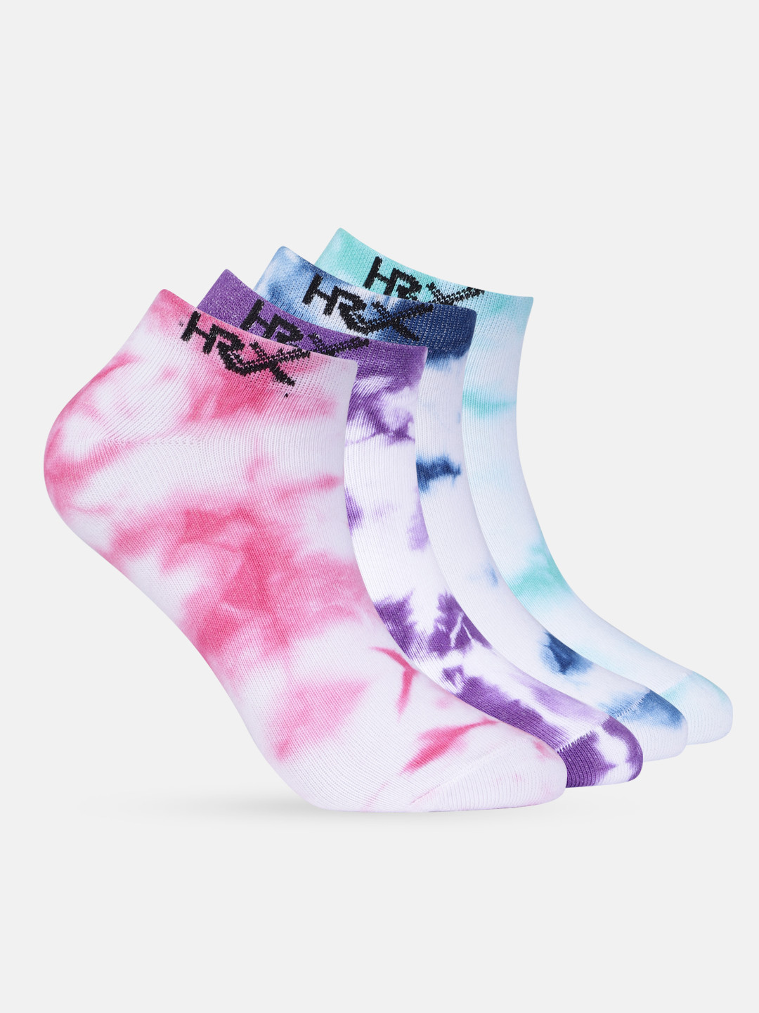 

HRX by Hrithik Roshan Men Pack of 4 Tie & Dye Ankle-Length Socks, Pink