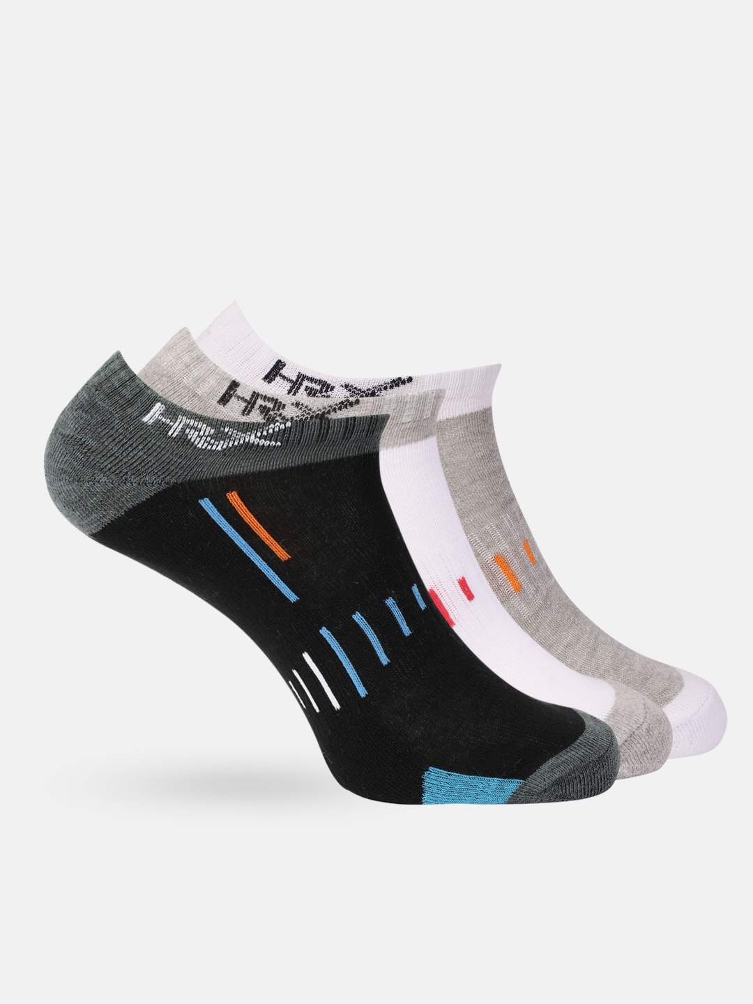 

HRX by Hrithik Roshan Men Pack of 3 Patterned Ankle Length Socks, Black