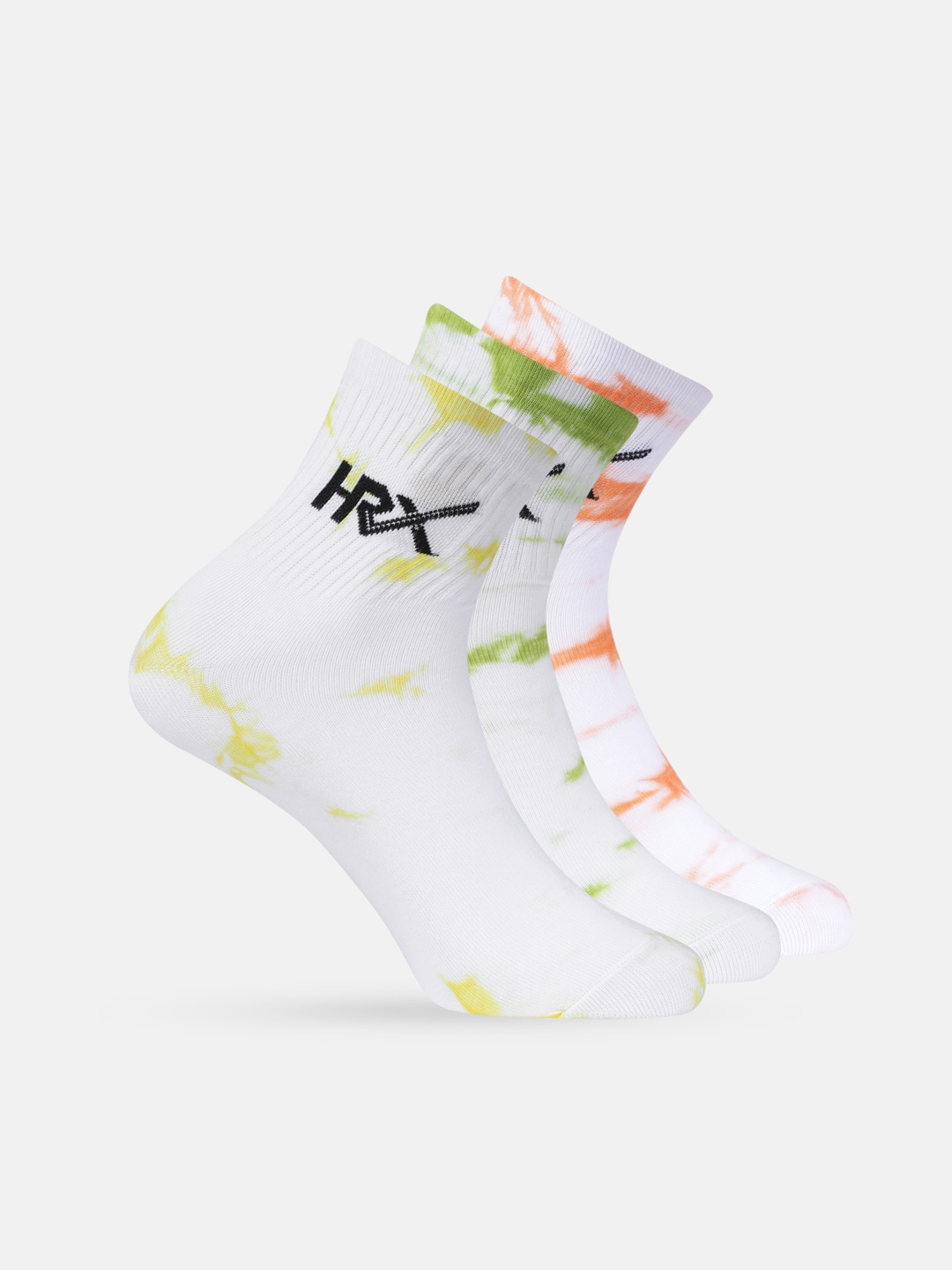 

HRX by Hrithik Roshan Men Pack of 3 Tie & Dye Above Ankle-Length Socks, Yellow