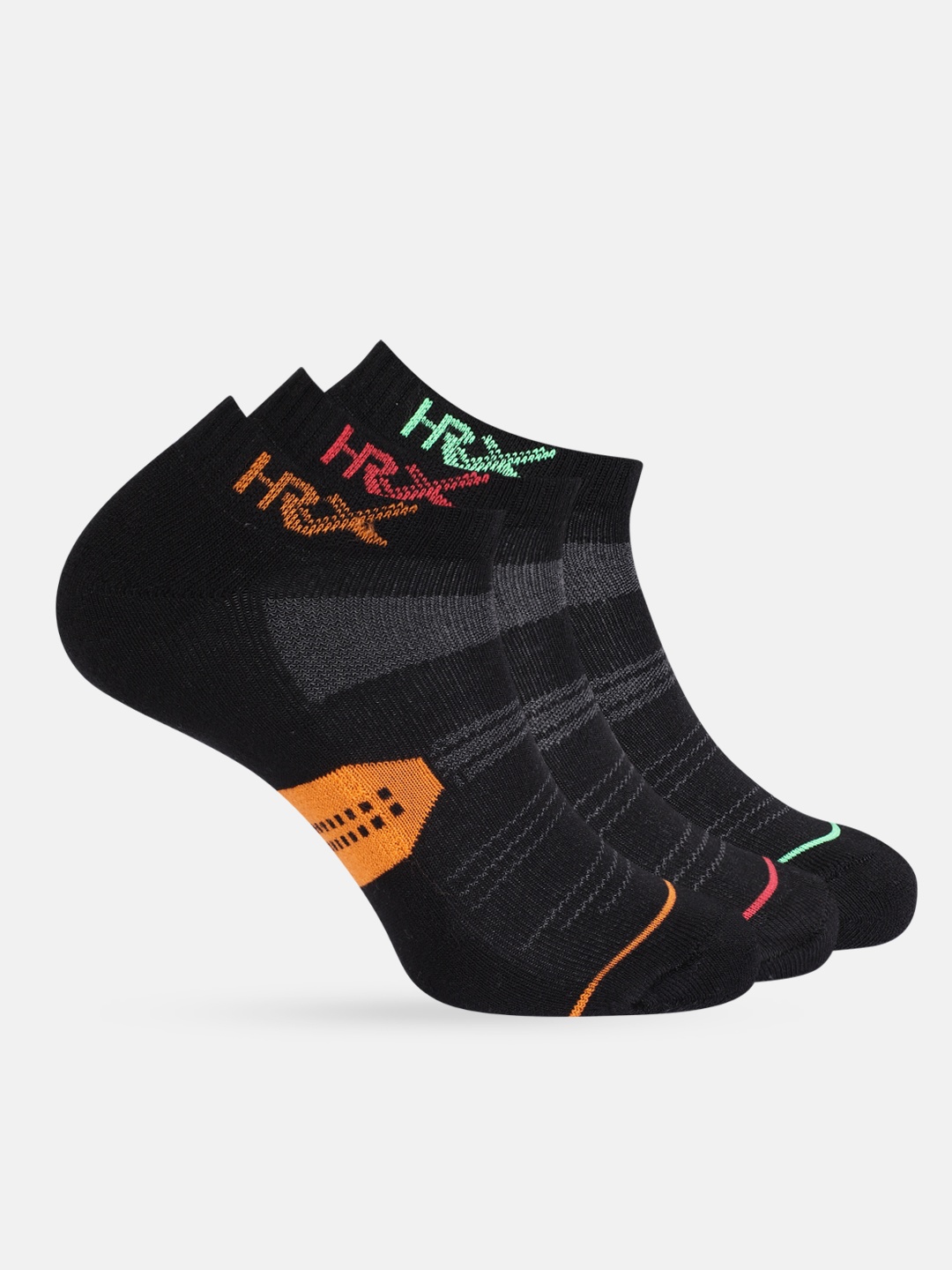 

HRX by Hrithik Roshan Men Pack of 3 Patterned Ankle-Length Socks, Black