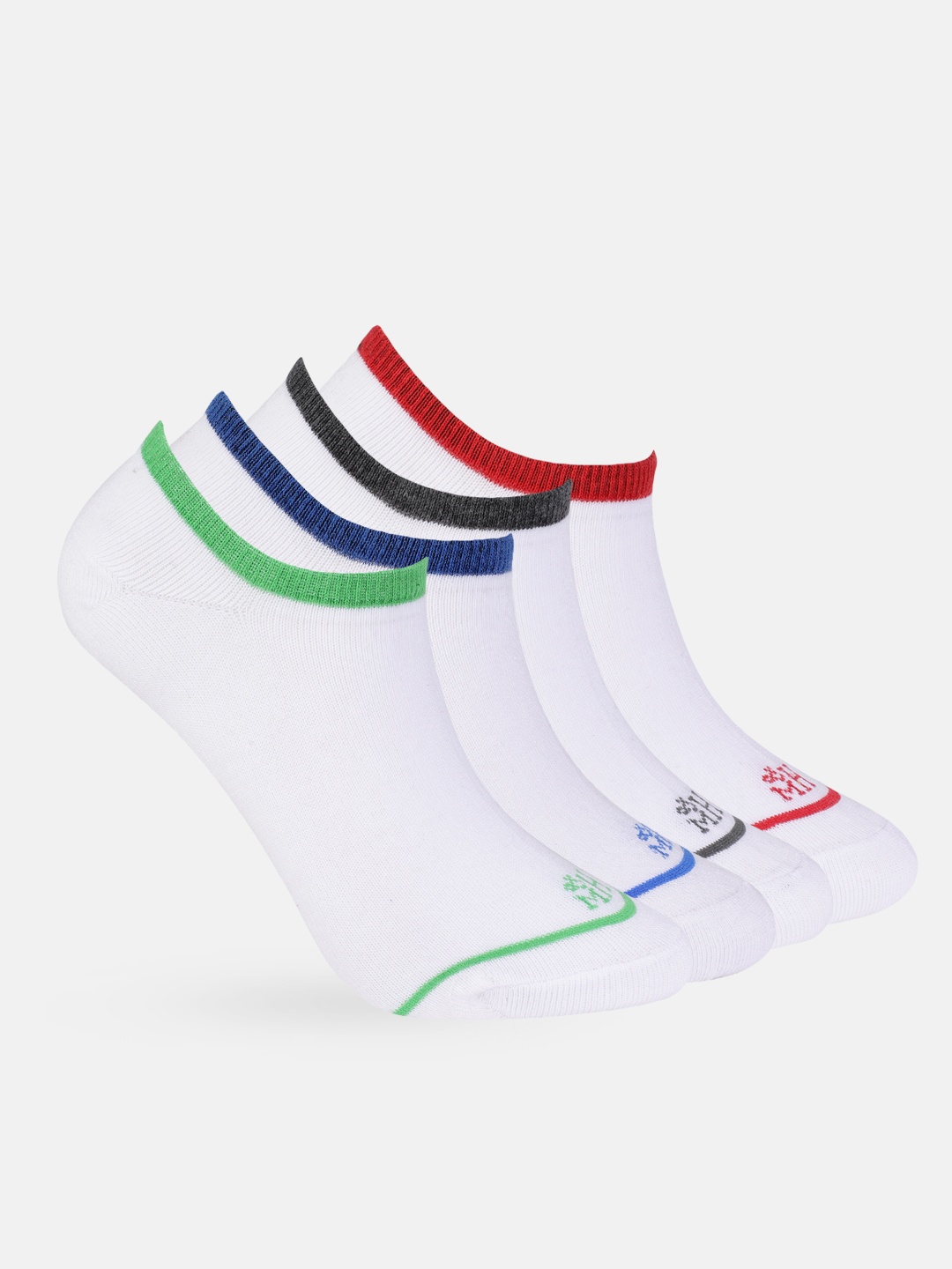 

Mast & Harbour Men Set of 4 Contrast Stripe Shoe Liners, White