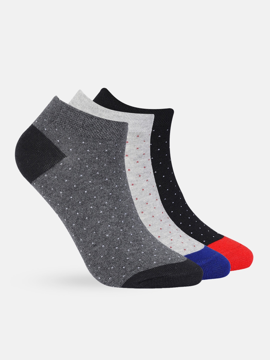 

Mast & Harbour Men Set Of 3 Woven Design Patterned Ankle Length Socks, Charcoal