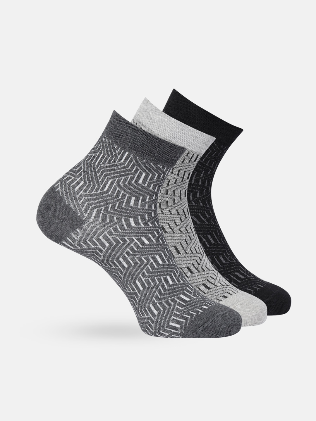

Mast & Harbour Men Set of 3 Patterned Above Cotton Ankle Length Socks, Black