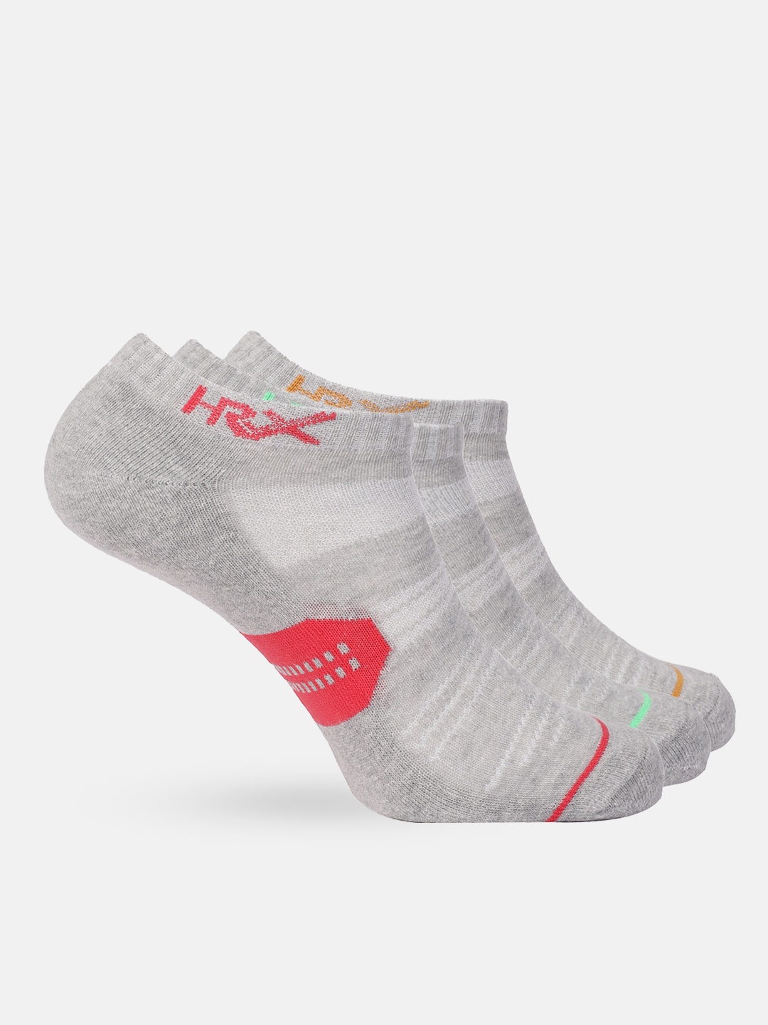 

HRX by Hrithik Roshan Men Pack of 3 Patterned Ankle Length Socks, Grey
