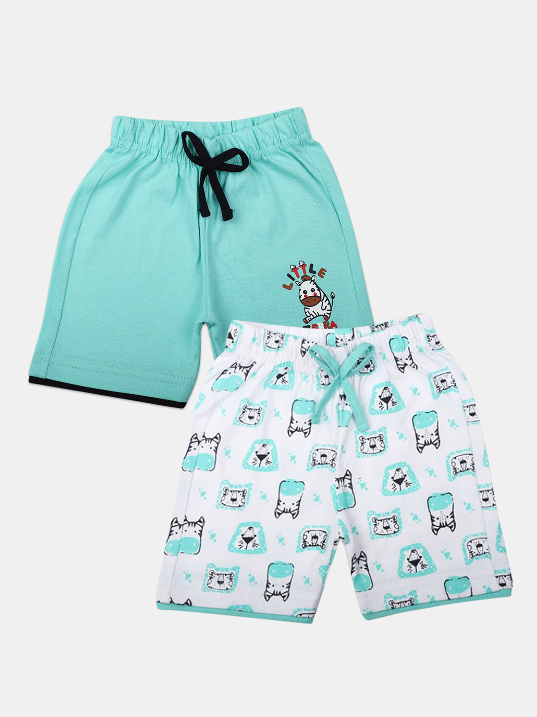 

V-Mart Infants Kids Pack Of 2 Cotton Printed Shorts, Green