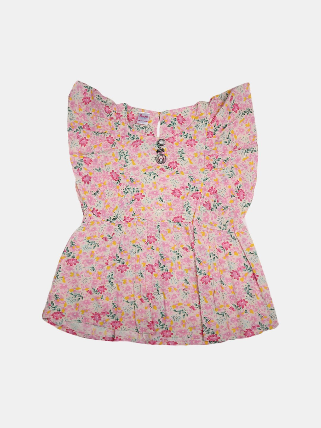 

V-Mart Flutter Sleeves Floral Printed Top, Pink