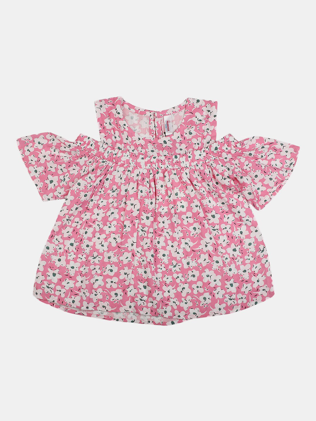

V-Mart Floral Print Cold-Shoulder Cotton Top, Pink