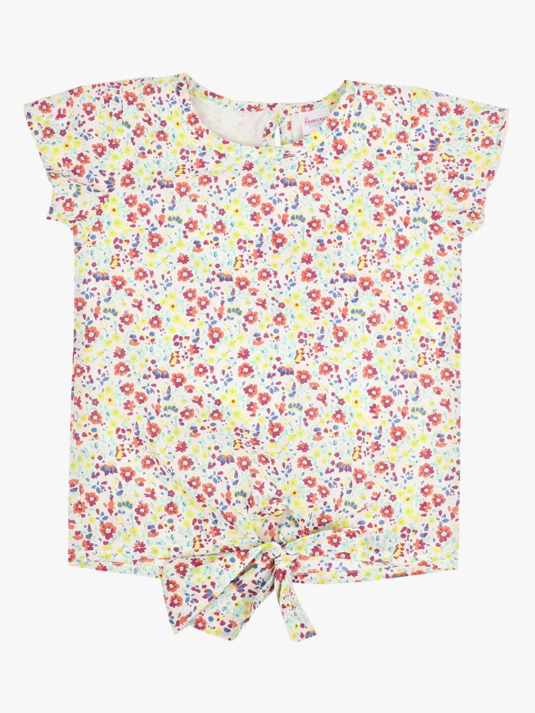 

V-Mart Girls Floral Printed Tie-Up Regular Top, Off white