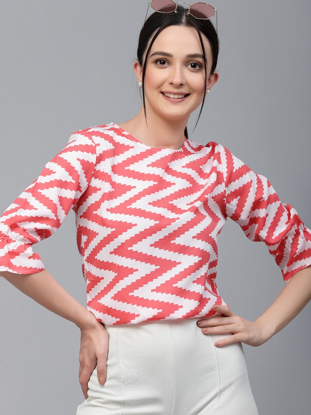 

Style Quotient Geometric Printed Top, Coral