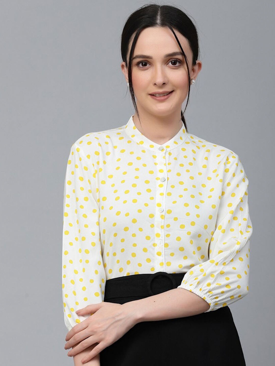 

Style Quotient Polka Dot Printed Formal Shirt, White