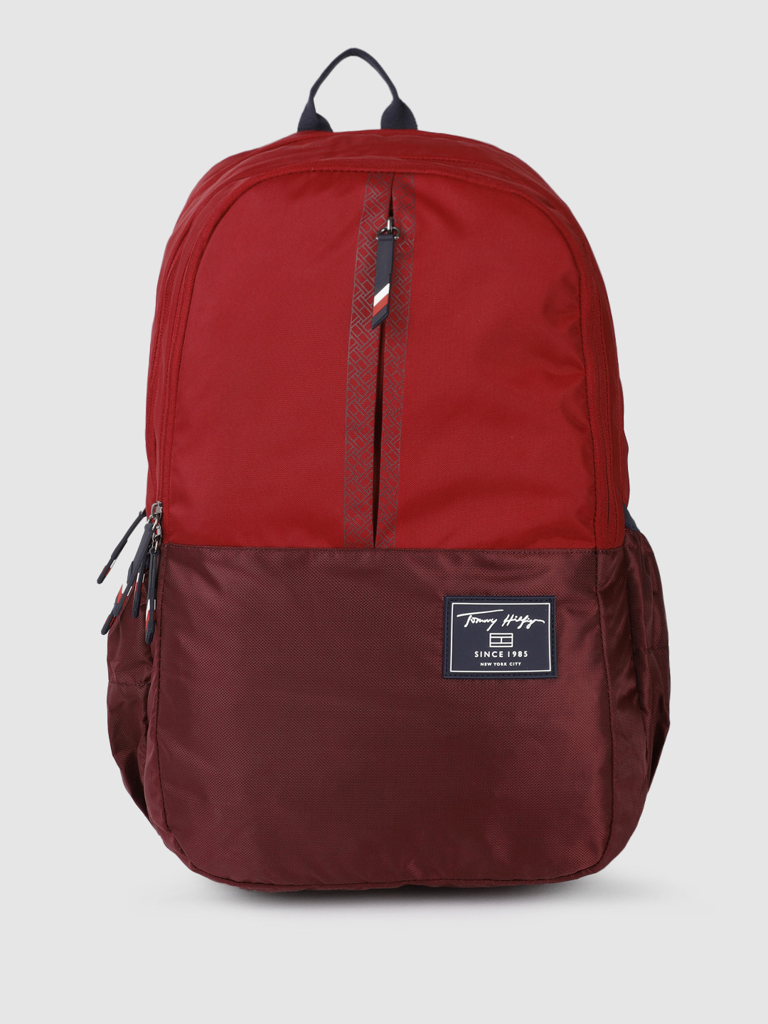 

Tommy Hilfiger Unisex Colourblocked Backpack with Rain Cover, Maroon