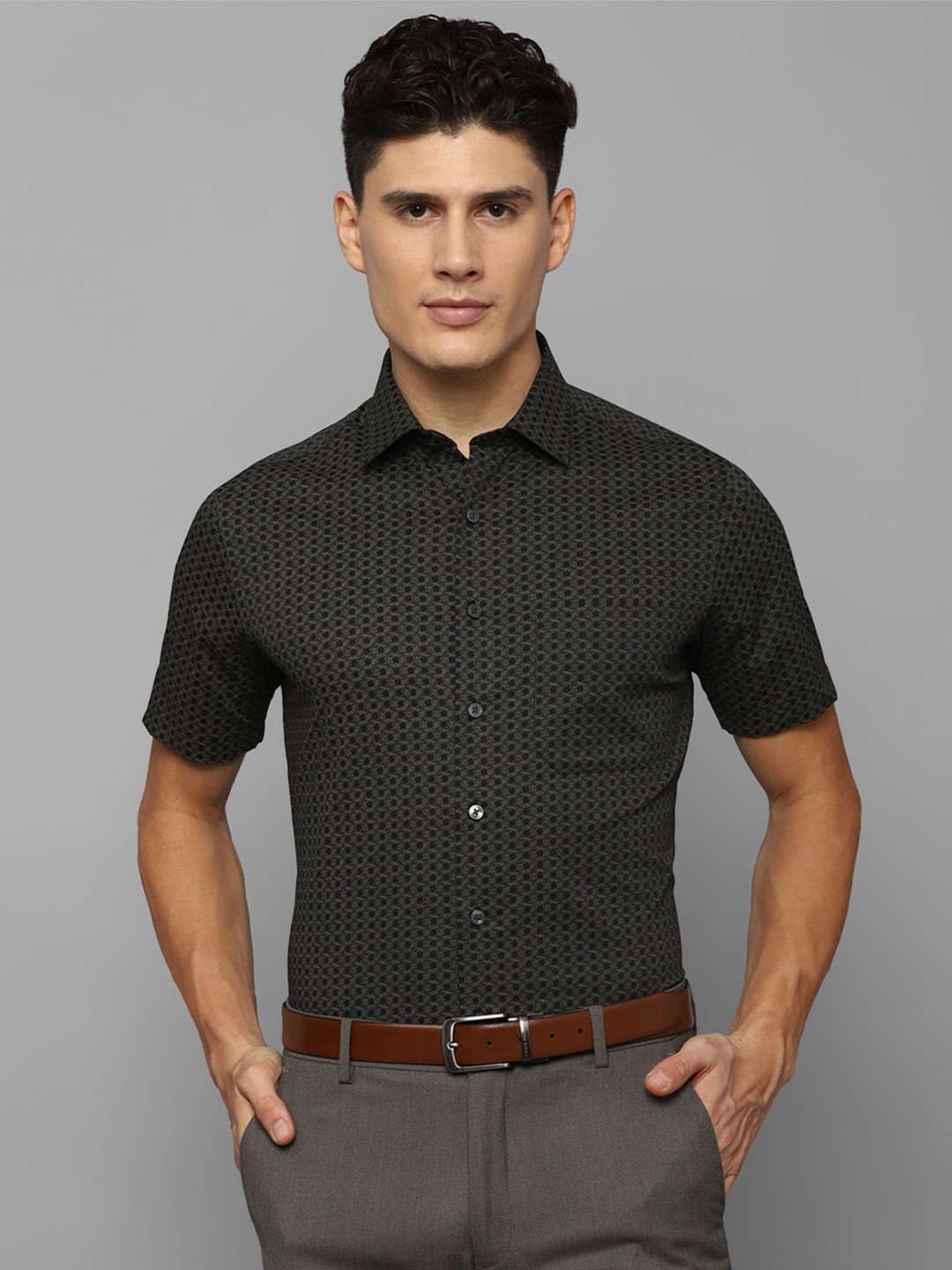 

Louis Philippe Micro Disty Cotton Slim Fit Formal Shirt, Black