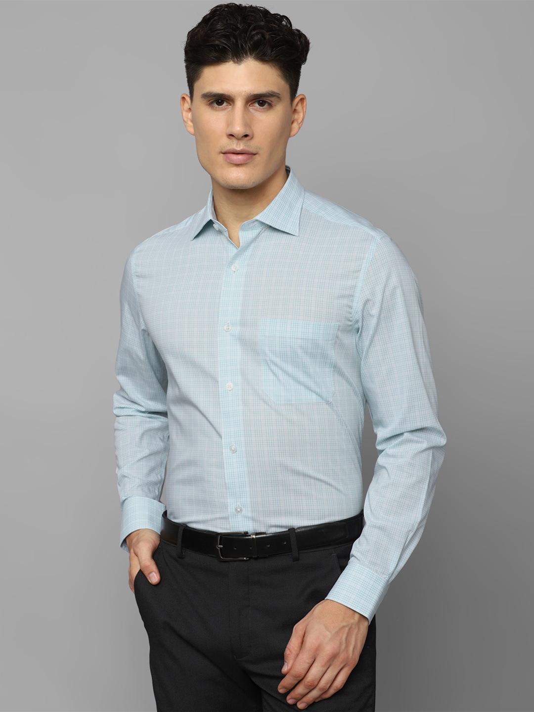 

Louis Philippe Micro Checked Formal Pure Cotton Shirt, Blue