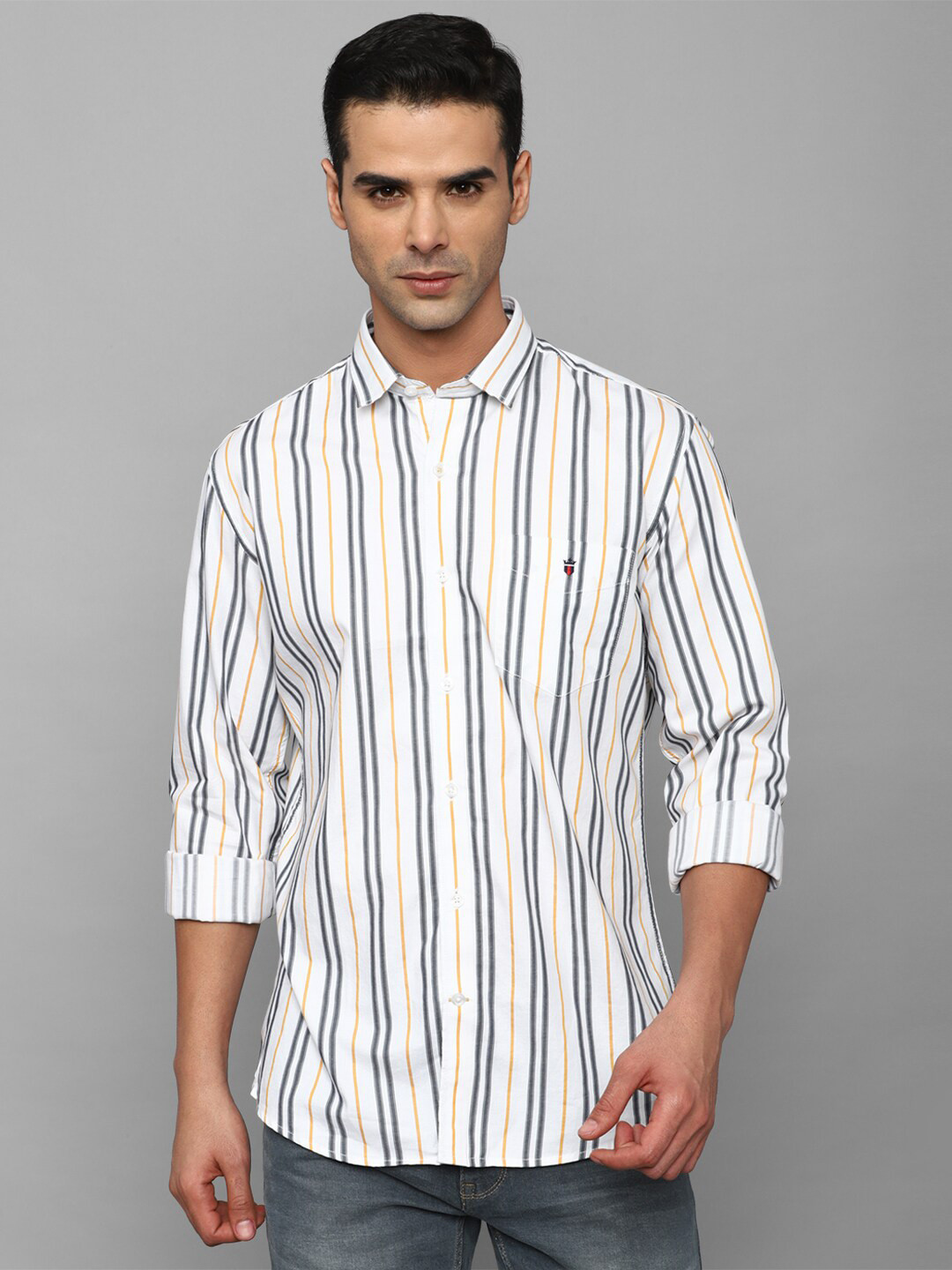 

Louis Philippe Sport Slim Fit Opaque Striped Casual Shirt, White