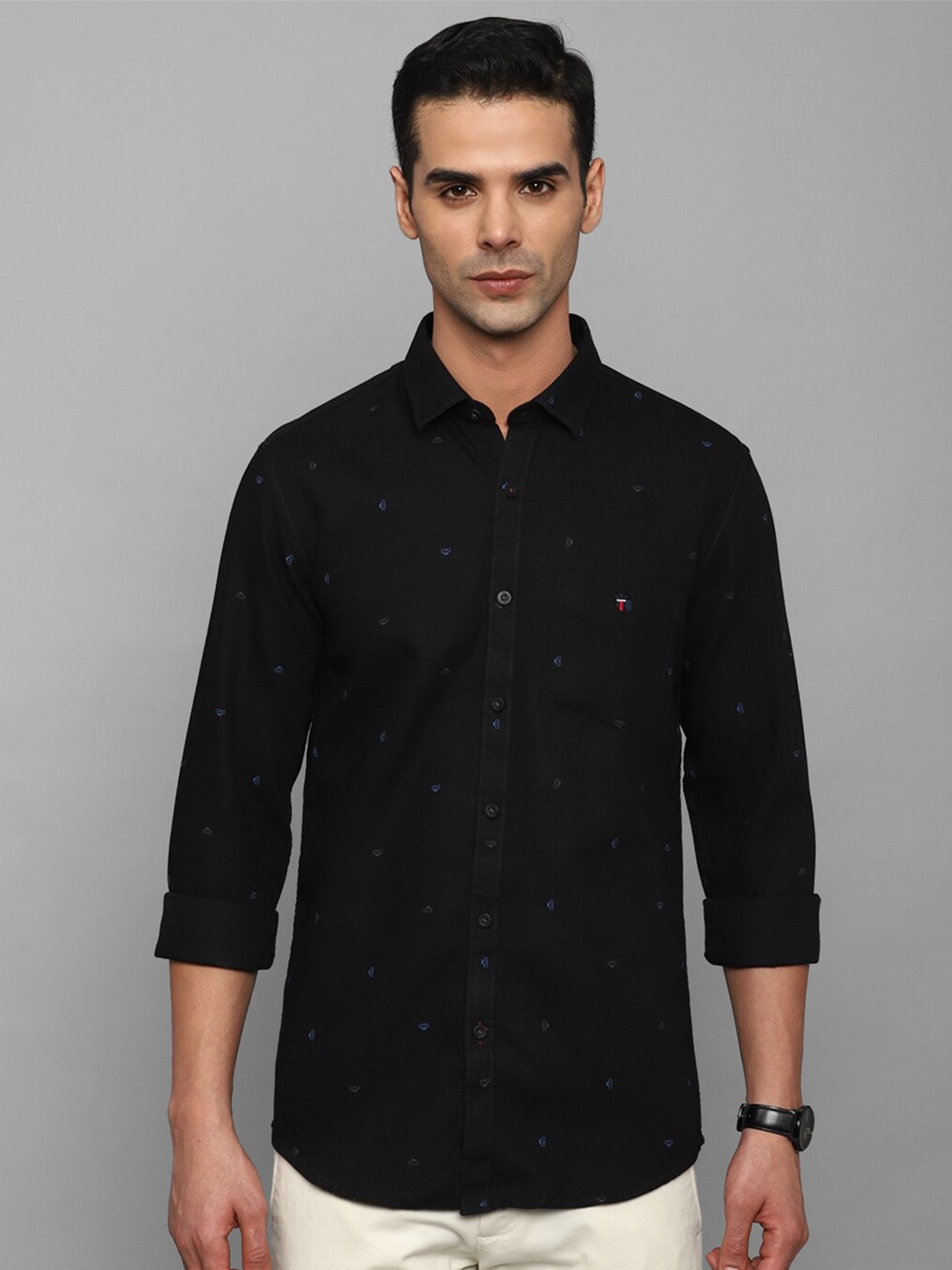 

Louis Philippe Sport Micro Disty Pure Cotton Slim Fit Casual Shirt, Black