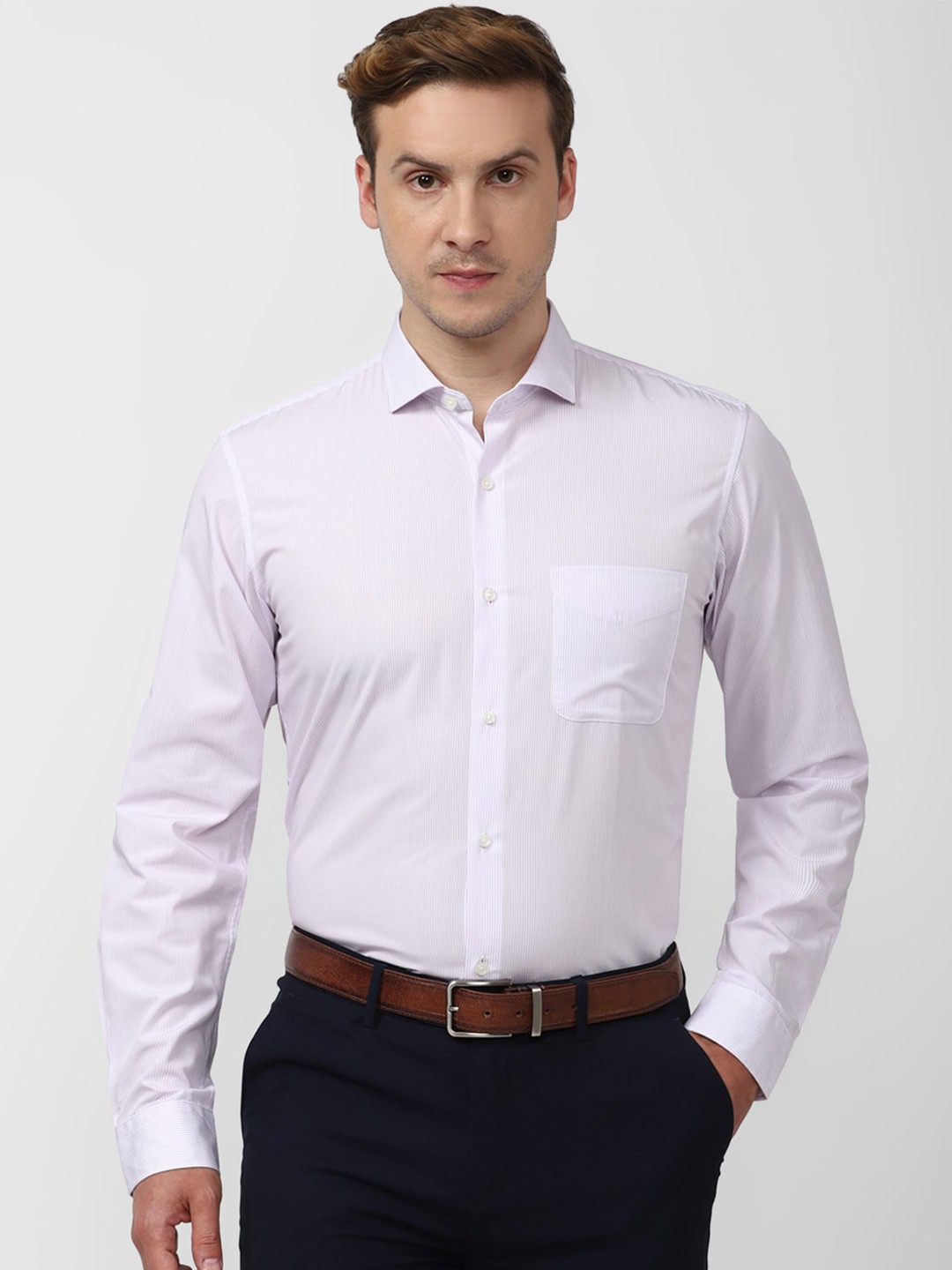 

Peter England Men Purple Slim Fit Opaque Formal Shirt