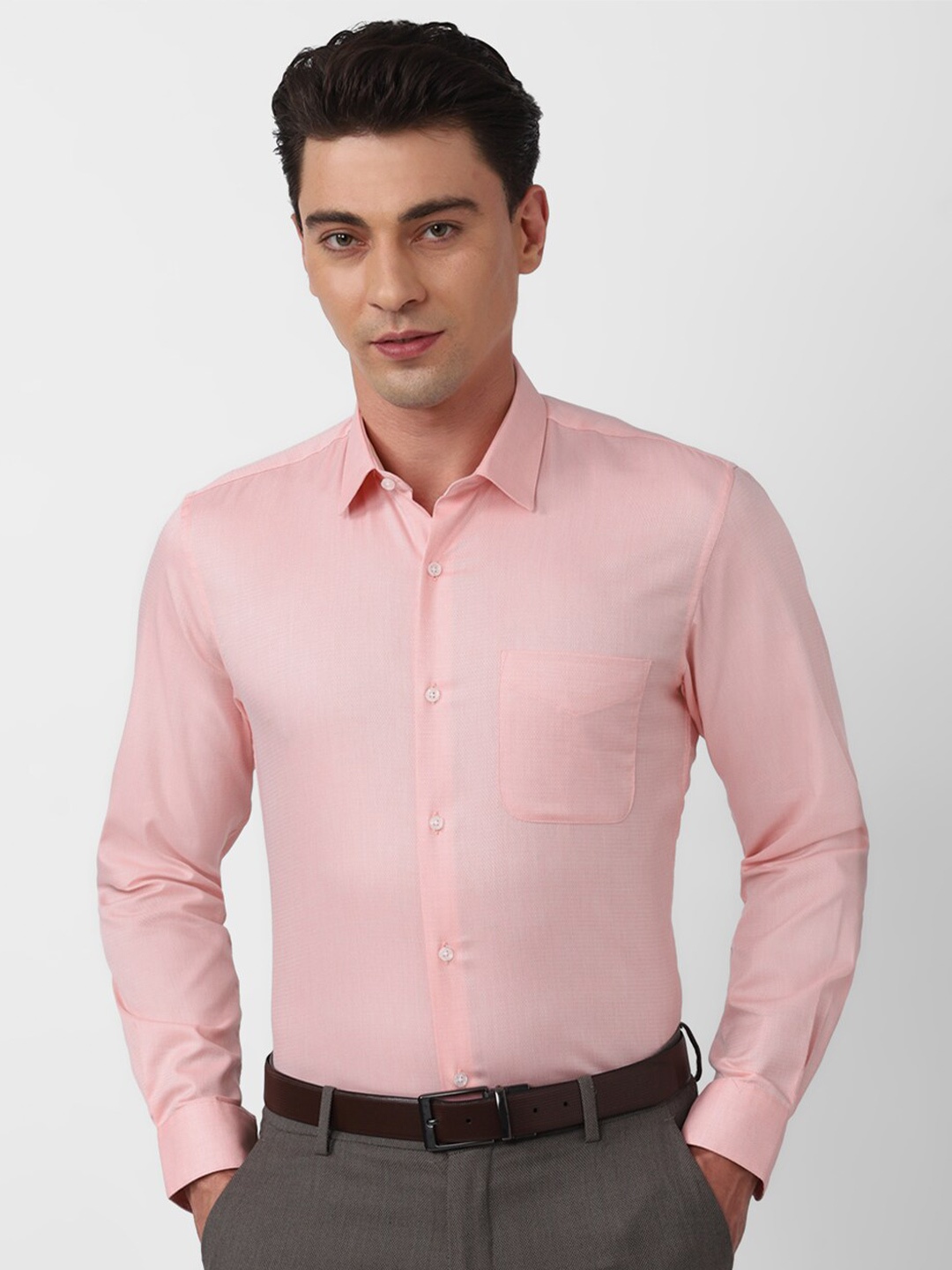 

Peter England Spread Collar Pure Cotton Slim Fit Formal Shirt, Pink