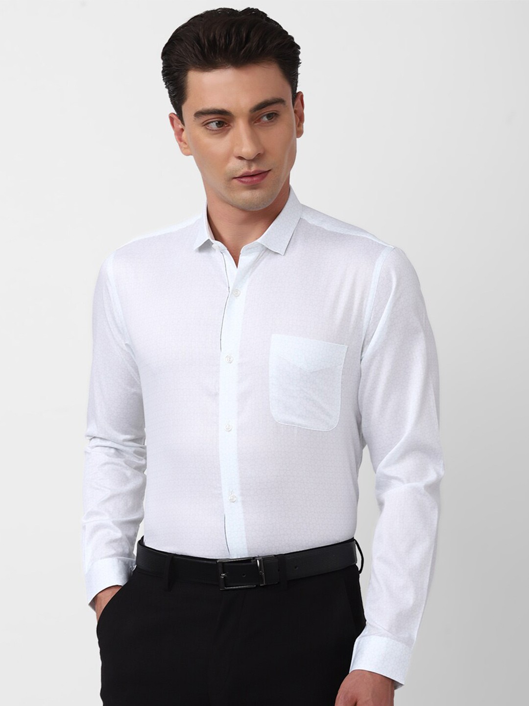 

Peter England Micro Disty Pure Cotton Slim Fit Formal Shirt, White