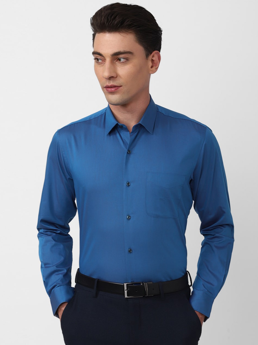

Peter England Men Pure Cotton Opaque Formal Shirt, Blue