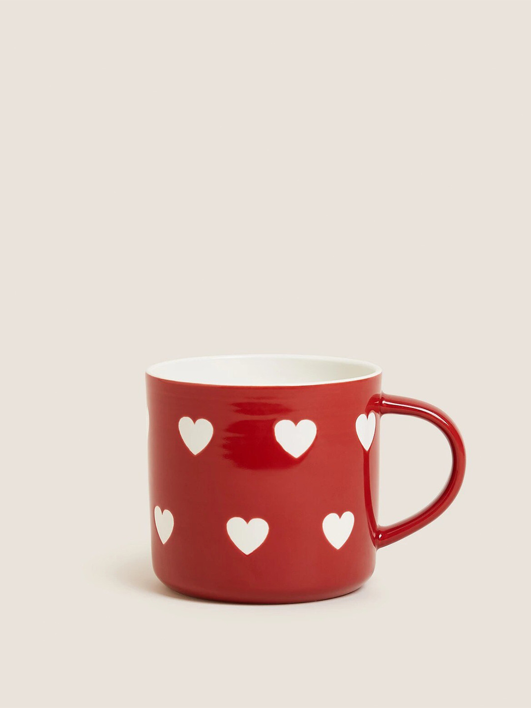 

Marks & Spencer Red & White Printed Stoneware Glossy Mug - 266 ML