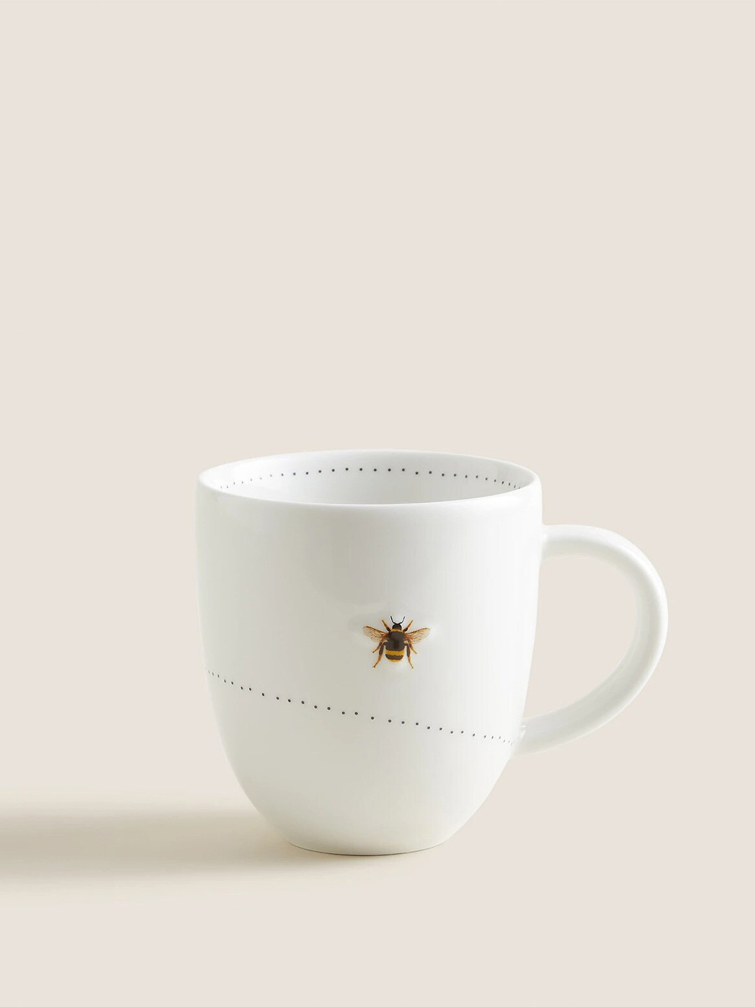

Marks & Spencer White & Brown Bee Printed Porcelain Glossy Coffee Mug 425 ml