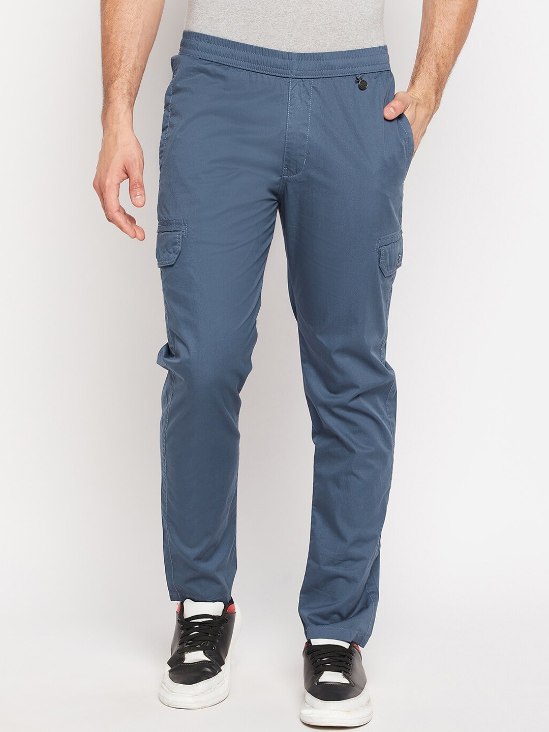

Okane Men Mid-Rise Cotton Track Pants, Blue