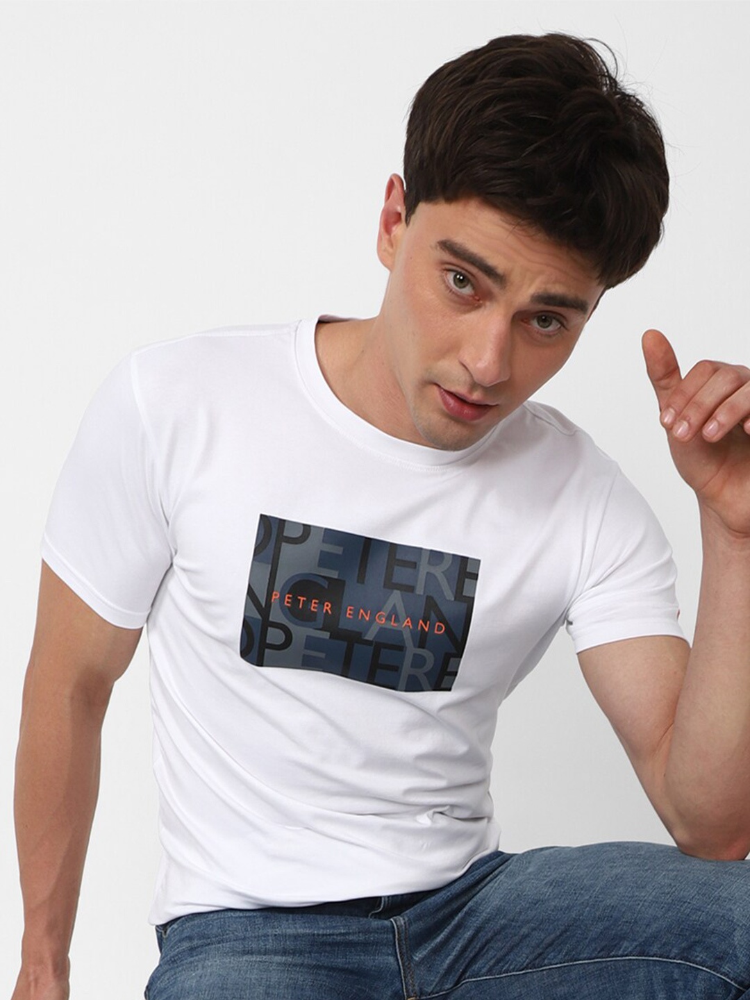 

Peter England Casuals Typography Printed Cotton Slim Fit T-shirt, White