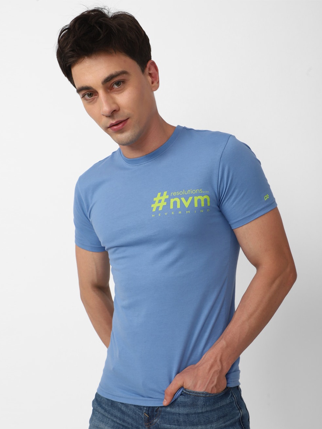 

Peter England Casuals Printed Slim Fit T-shirt, Blue