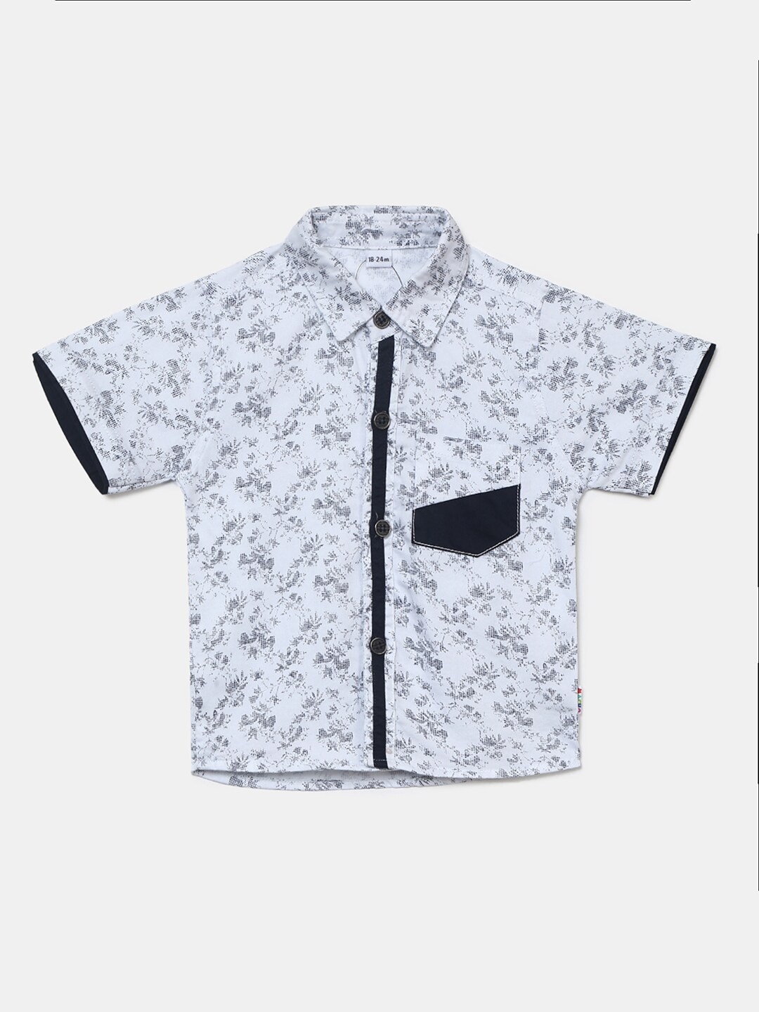 

V-Mart Infant Kids Classic Spread Collar Floral Printed Cotton Casual Shirt, White