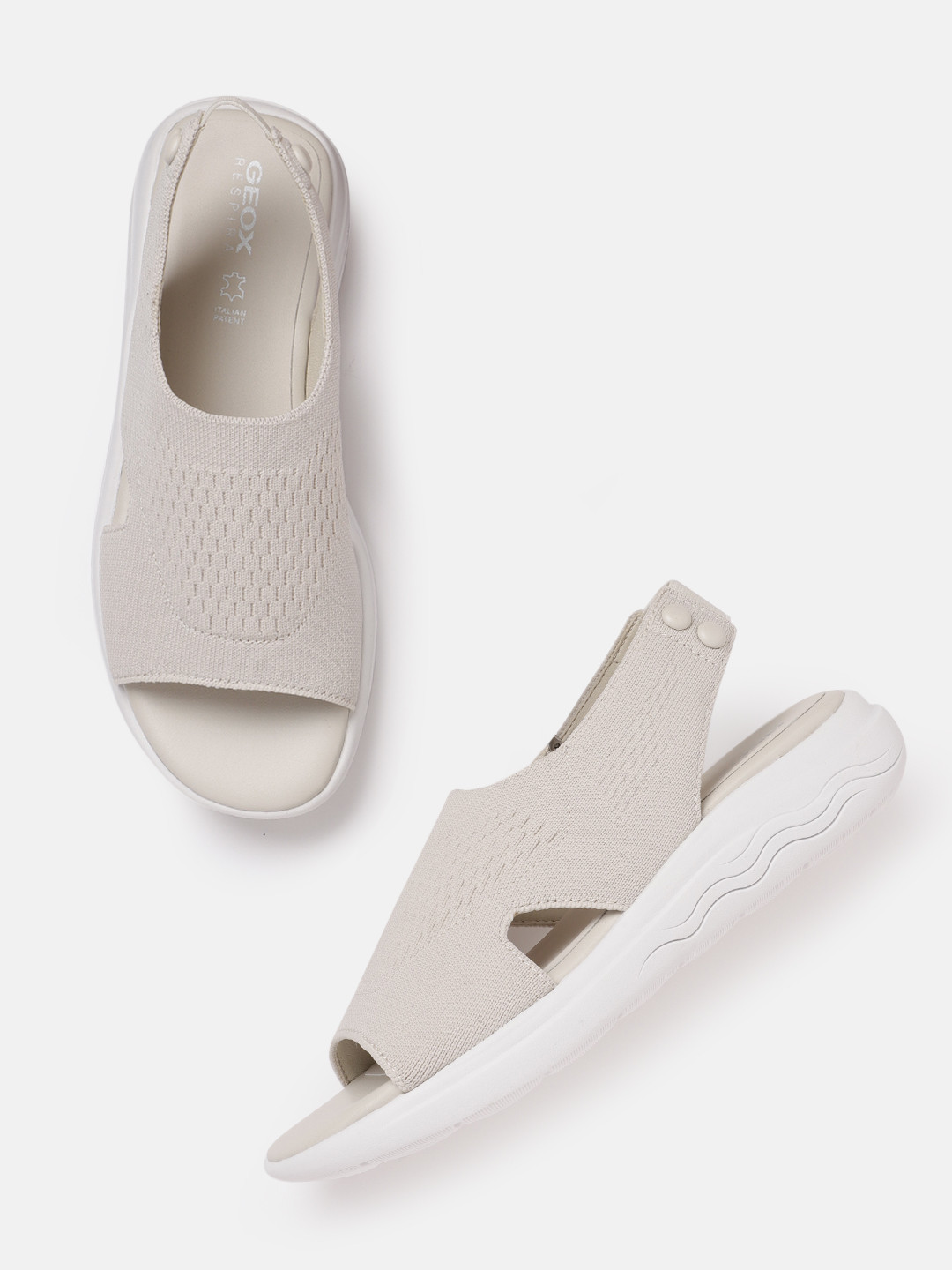 

Geox Women D Spherica EC5 Textile Sandals, Off white