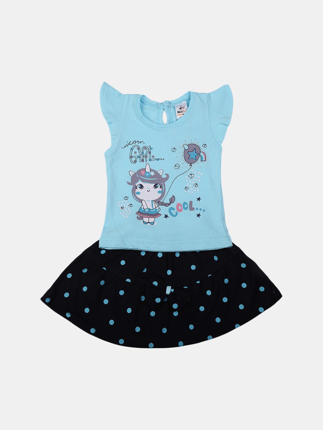 

V-Mart Infants Printed Pure Cotton Top with Skirt, Blue