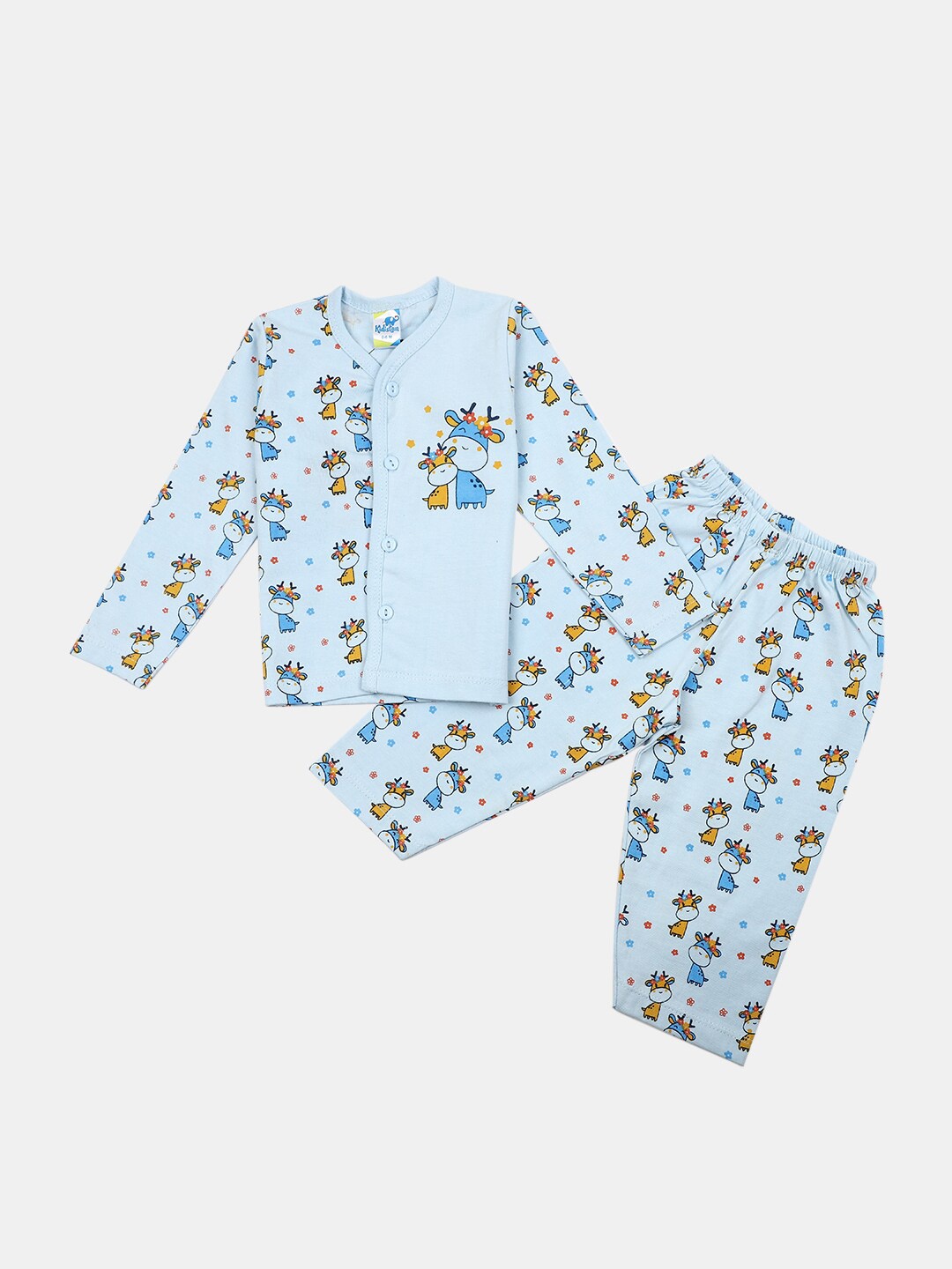 

V-Mart Infants Printed Pure Cotton Shirt with Trousers, Blue