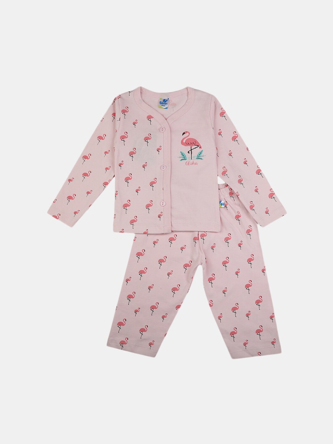 

V-Mart Infant Pure Cotton Printed Shirt With Pyjamas Set, Pink