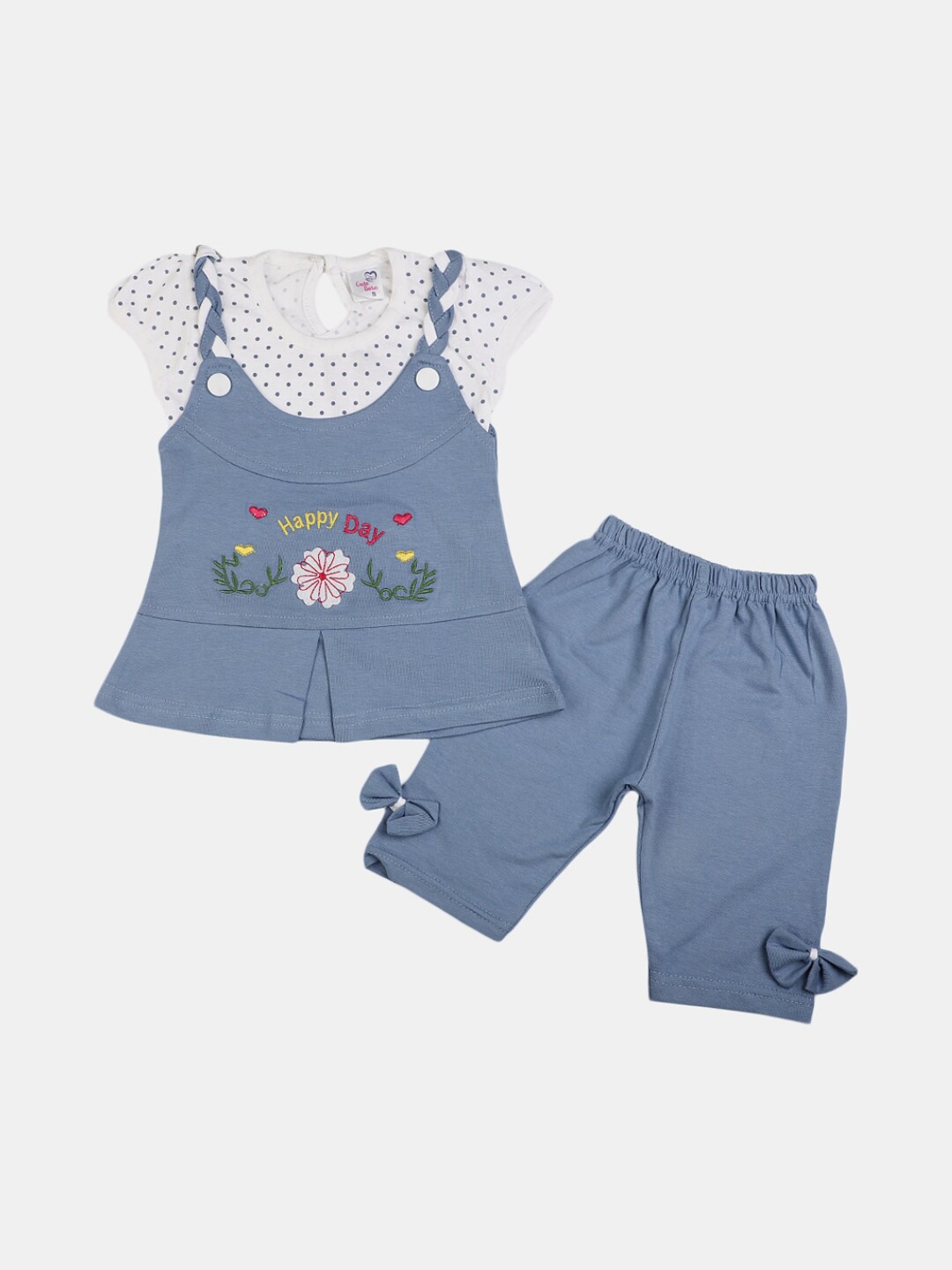 

V-Mart Infant Girls Pure Cotton Top with Shorts, Blue