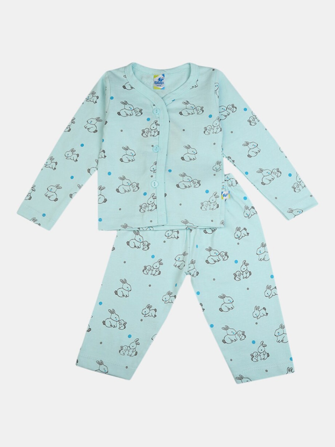 

V-Mart Infants Pure Cotton Printed Shirt with Pyjamas, Blue