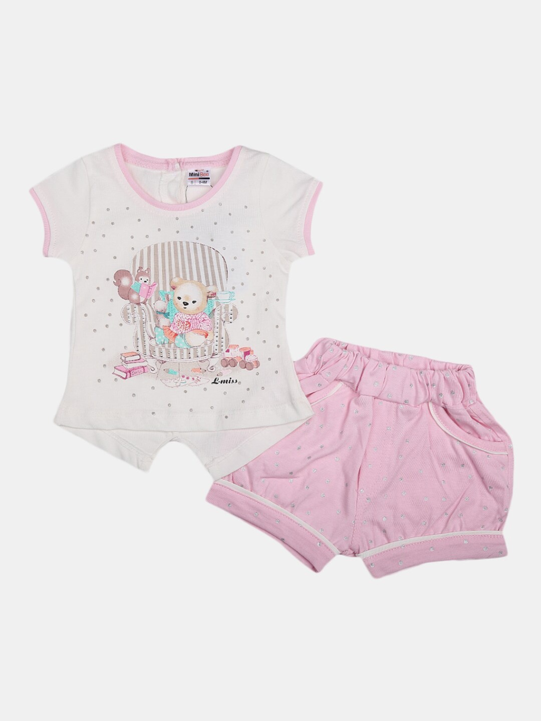 

V-Mart Infants Pure Cotton Top with Shorts, White