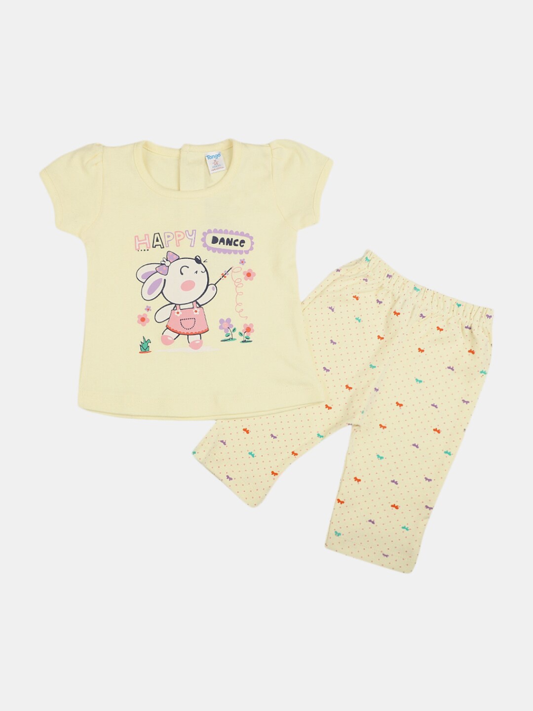 

V-Mart Infants Kids Printed Pure Cotton Top with Capris, Yellow