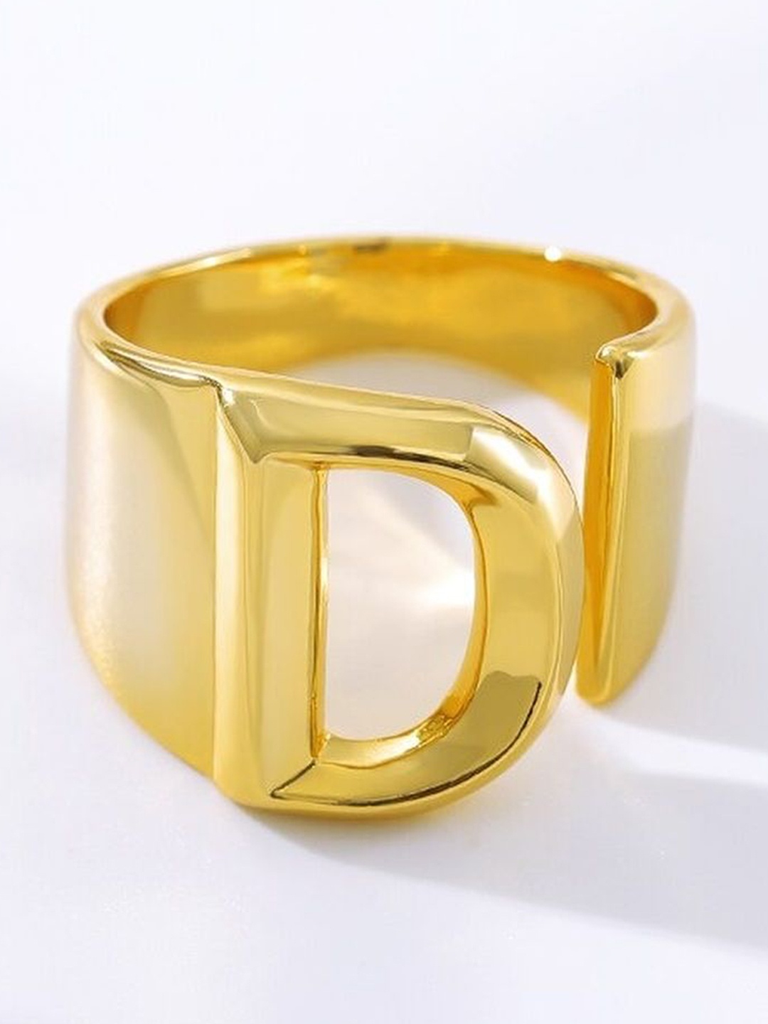 

ZIVOM 18K Gold-Plated Initial D Adjustable Finger Ring