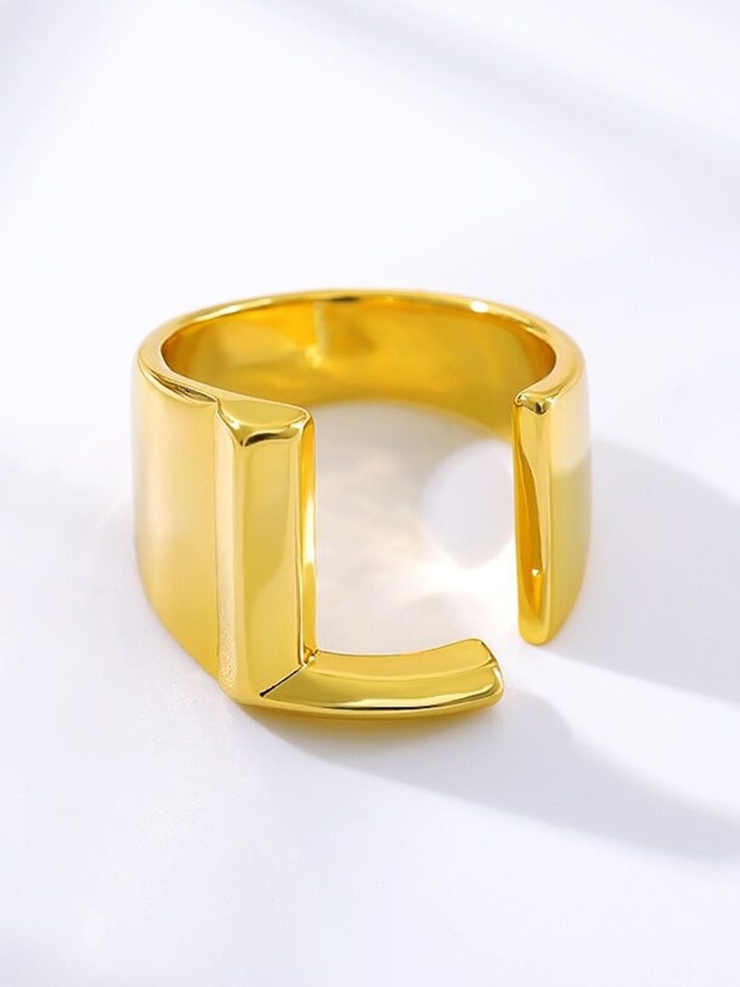 

ZIVOM 18K Gold-Plated L Alphabet Adjustable Finger Ring