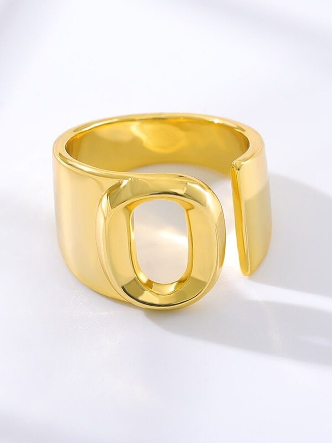 

ZIVOM 18K Gold-Plated O Alphabet Adjustable Finger Ring