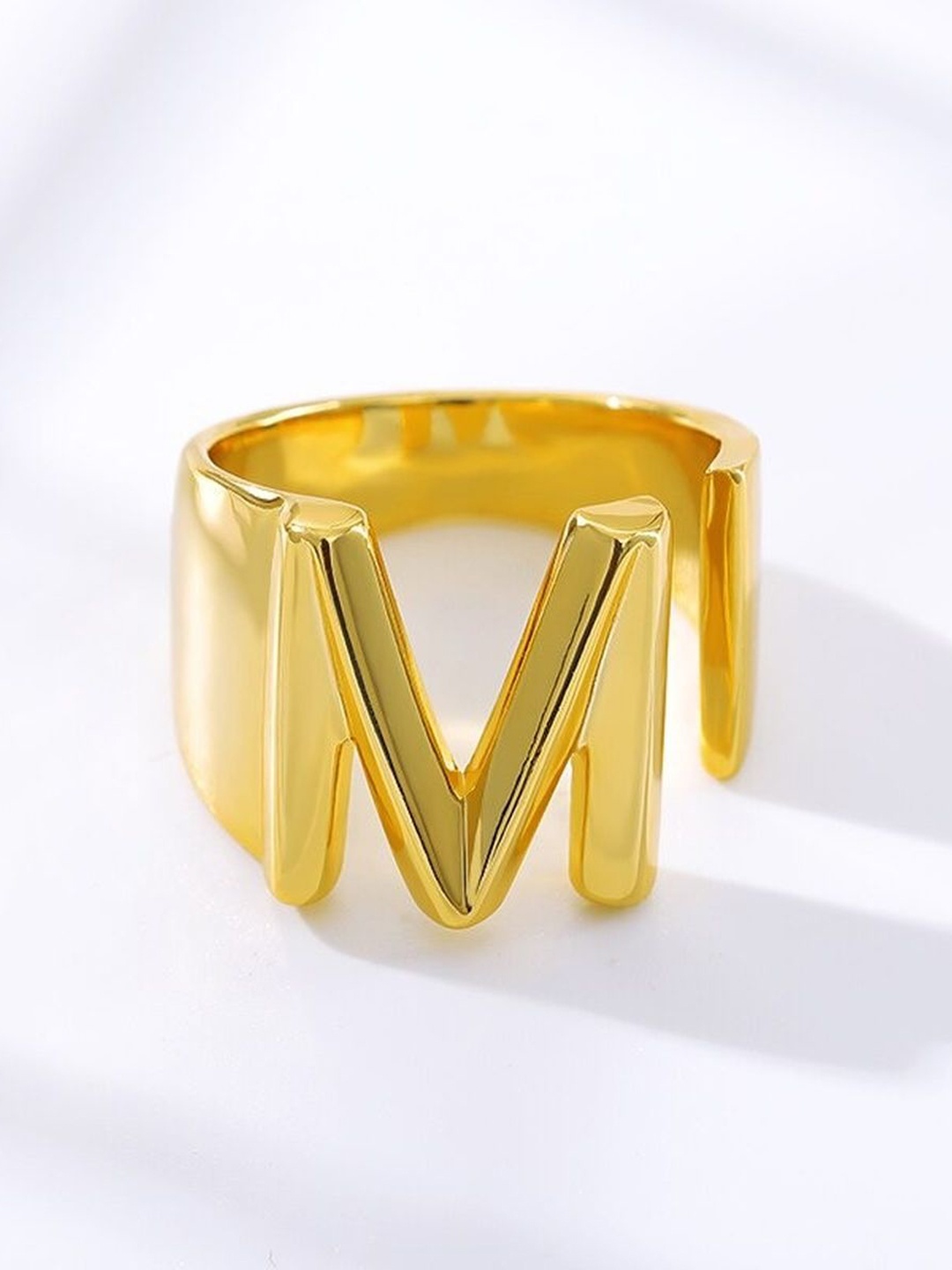 

ZIVOM Women 18K Gold Plated Alphabet M Hollow Chunky Finger Ring