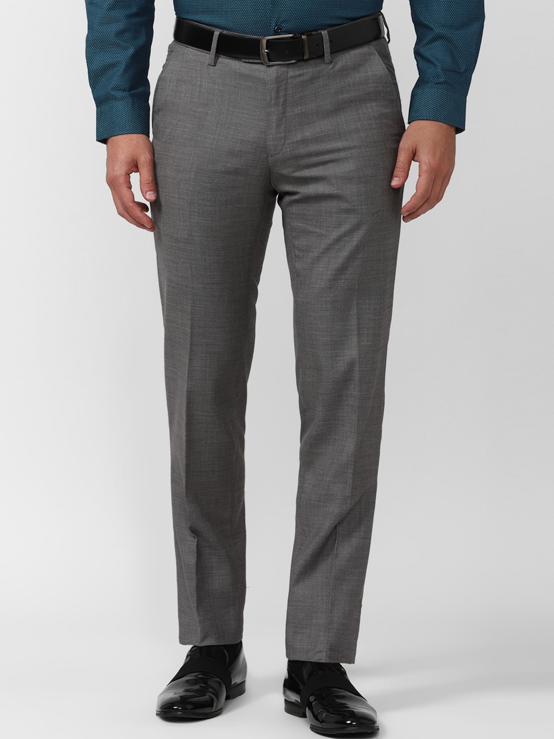 

Peter England Elite Flat-Front Mid-Rise Slim Fit Formal Trousers, Grey