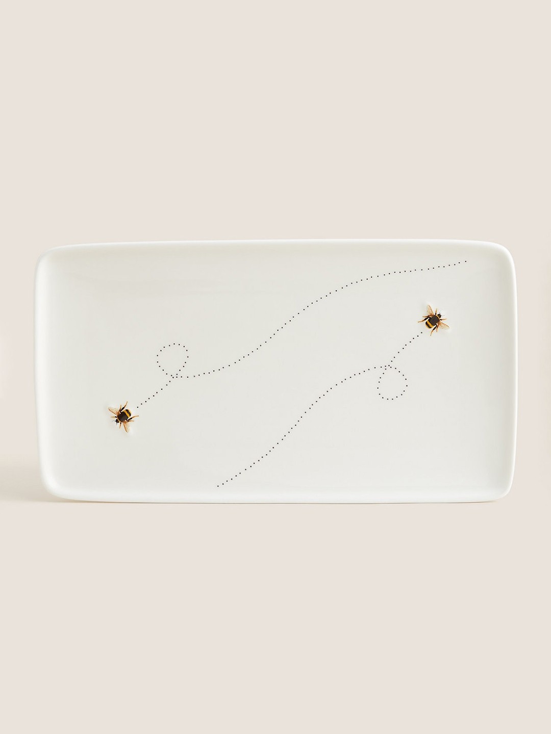 

Marks & Spencer White Bee Printed Rectangle Serving Tray
