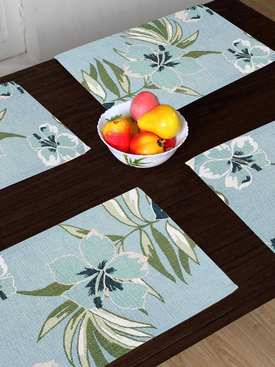 

AVI Living Blue & Green 4 Pieces Floral Textured Rectangular Table Placemats