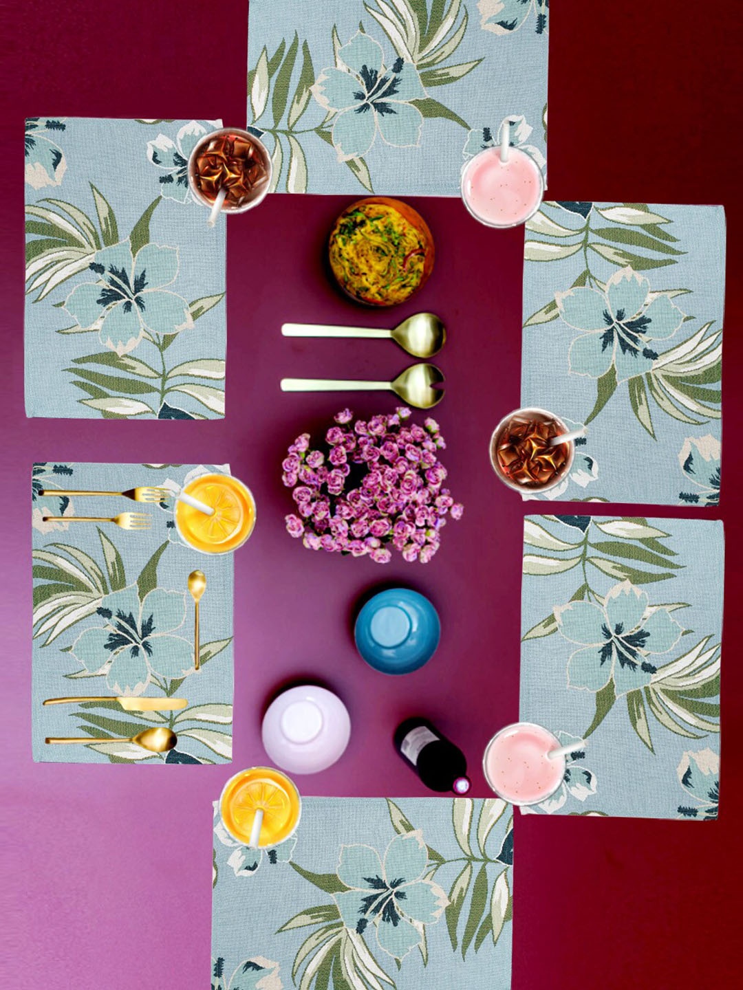 

AVI Living Blue & Green 6-Pieces Textured Table Placemats