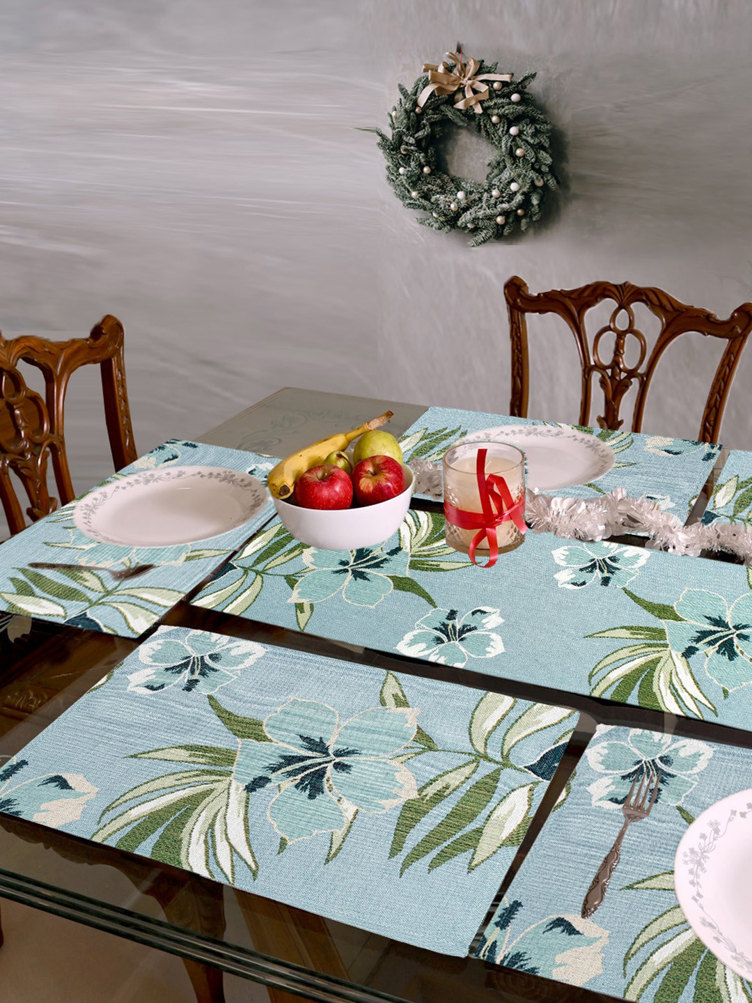 

AVI Living Blue & Green 8-Pieces Textured Table Placemats With 1-Piece Runner