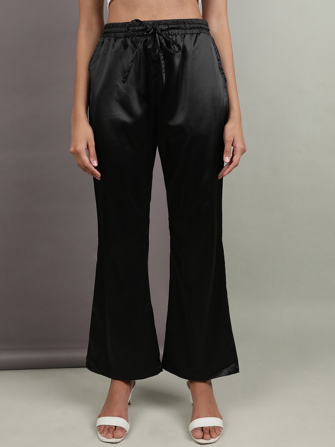 

Freehand by The Indian Garage Co Flared High-Rise Bootcut Trousers, Black